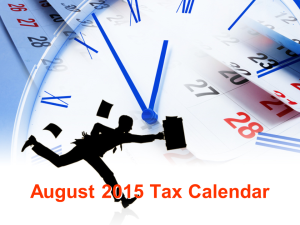 August 2015 Tax Calendar