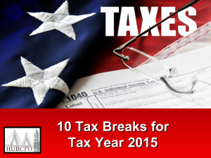 10 Tax Breaks for Tax Year 2015