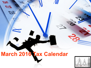 March 2016 Tax Calendar