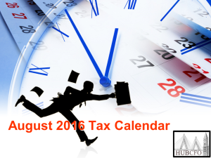 August 2016 Tax Calendar